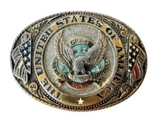 Vintage The United States Of America Great USA Products Belt Buckle 1823