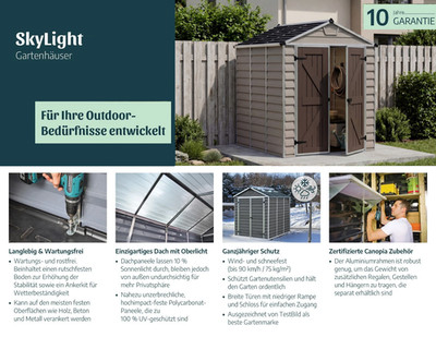 Gartenhaus Skylight 6x8 Gerätehaus 229 x 185 cm Geräteschuppen | Canopia