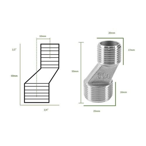 Adaptateurs Offset Robinet Angle 10 Mm 2pc 304 Acier Inoxydable Griffe Murale - Picture 4 of 7