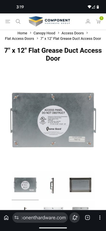 7" x 12" Flat Grease Duct Access Door