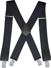 Men's 2 Inch Heavy Duty Suspenders  Adjustable X-Back with Strong Clips for Work,