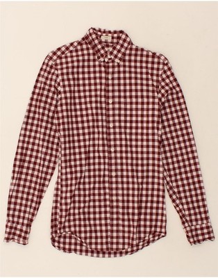 J. CREW Herren Slim Hemd XS weinrot Gingham Baumwolle CC80