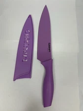 CUISINART 8 Inch Chef's Knife Stainless Steel Purple Cook +Blade Guard Advantage