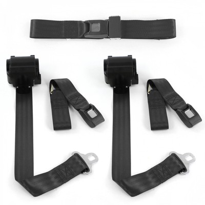 Chevy Impala 1961 - 1964 Standard 2pt BK Retractable Bench Seat Belt Kit - 3 Be 