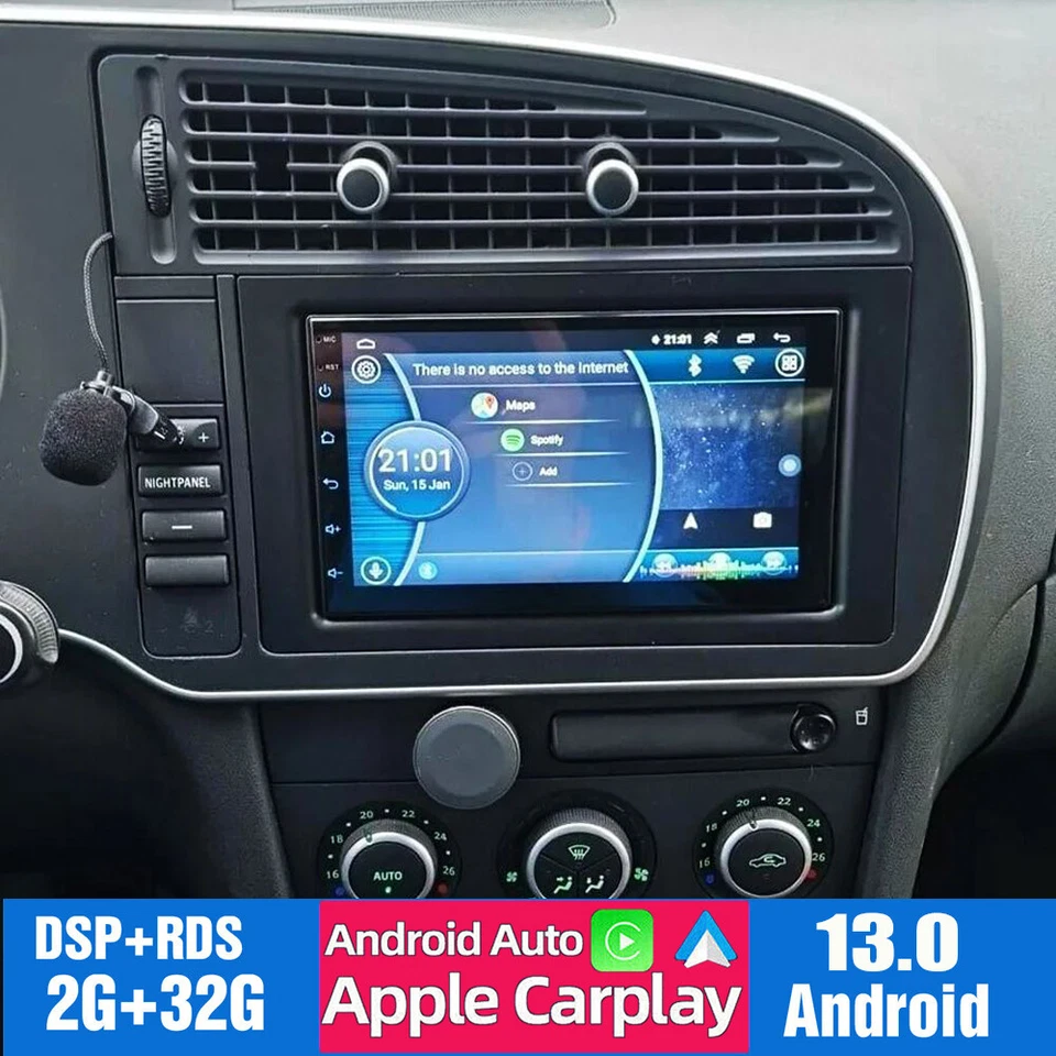 Unidad principal de radio estéreo GPS para carplay automático 32G Android 13 7"" para 07-11 Saab 9-3 93 Foto 2 de 4
