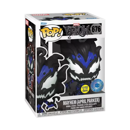 Funko POP! Marvel Venom Mayhem April Parker brilla en la oscuridad #676 DAÑADO