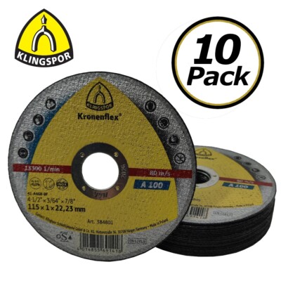 Klingspor Metalltrennscheiben 115 x 1 mm (4,5'') dünne Winkelschleiferscheiben 10er Pack