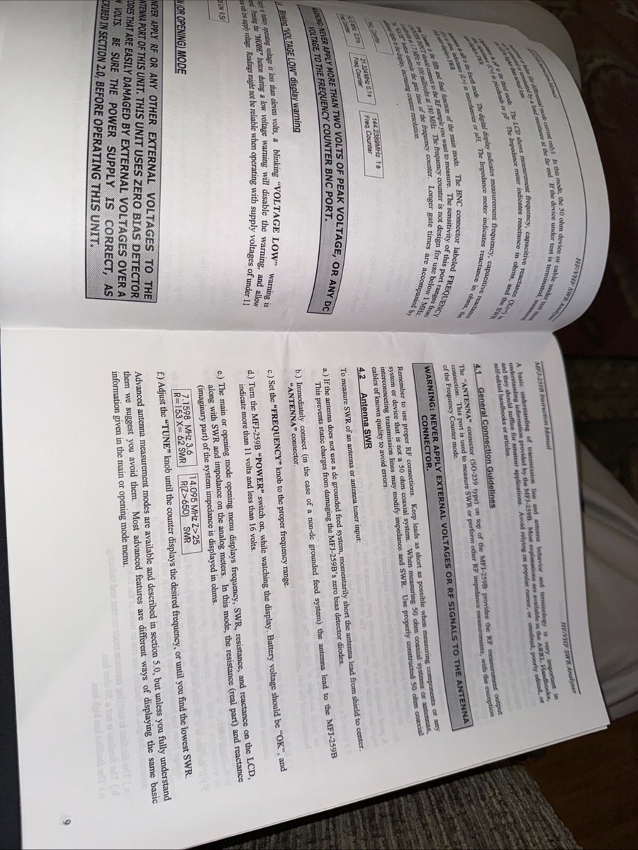 MFJ 259B SWR HF/VHF SWR Analyzer Instruction Manual Used MFJ 259B SWR HF/VHF SWR Analyzer Instruction Manual Used