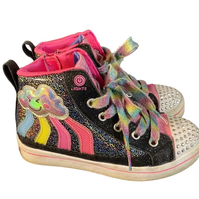 Toes High Top Sneakers Girls Cloud Rainbow Light Up Sparkle | eBay