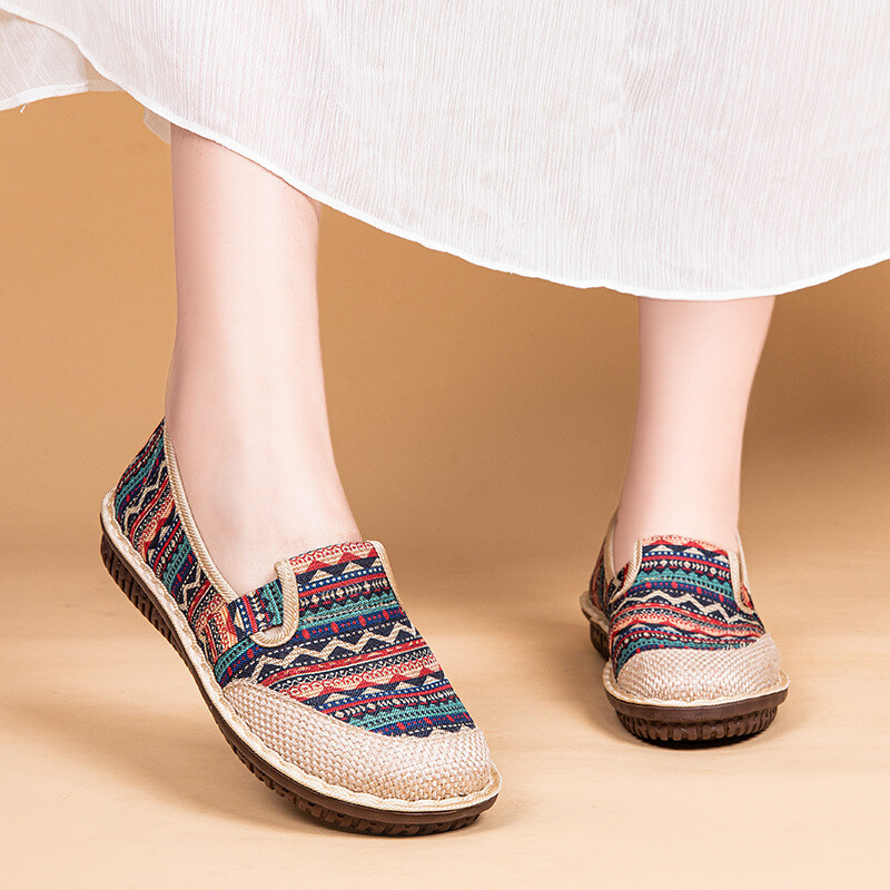 SAOLA Scarpe basse donna ricamo etnico suola morbida punta tonda scarpe Pechino casual