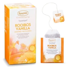 Ronnefeldt Teavelope® Rooibos Vanilla 25 herbal  caffeine free tea bags. 