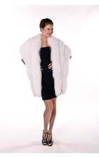 Womens Real White Fox Fur Wrap Capelet Stole Shawl with Double Fox Trim