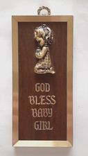Vintage - Nursery Wall Sign "God Bless Baby Girl" - MCM Christian Decor 7"