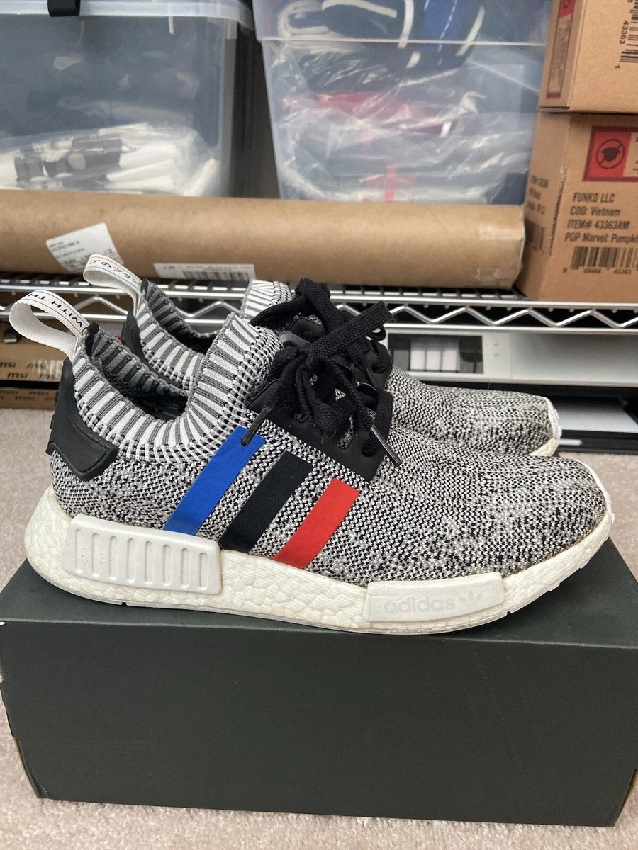 Adidas NMD R1 Primeknit Tri Color Stripes White Core Black Boost