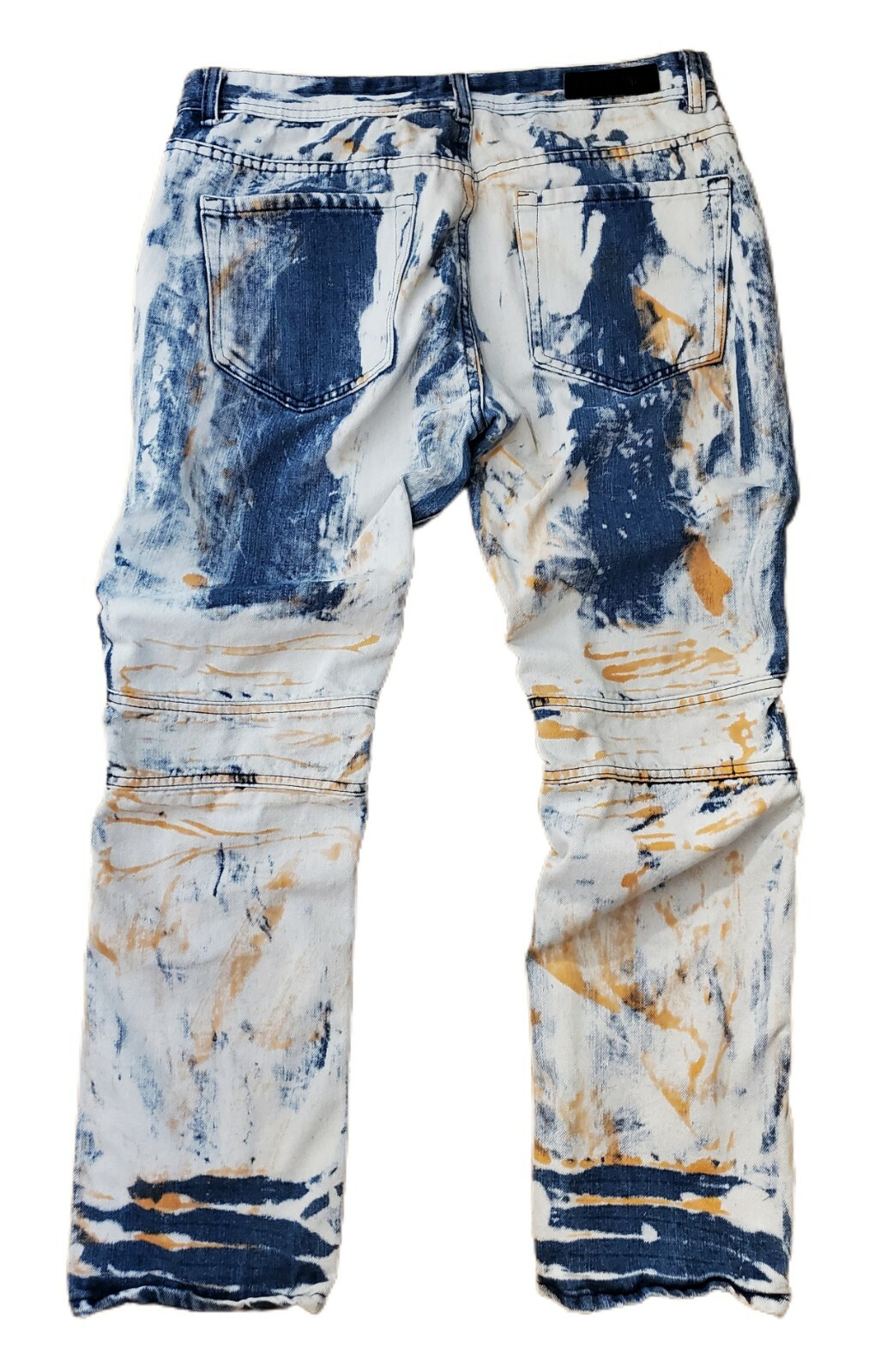 Mens Tricolor Stitches & Rivets Jeans Size 36 Gem