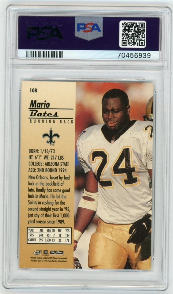 1996 Skybox Premium Ruby Mario Bates Card #108 PSA 8 - Image 2 of 2