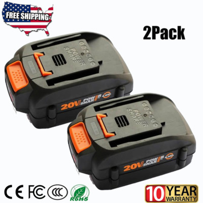 2For WORX 20V MAX 4.0Ah Battery WA3520 WA3525 WA3575 WG155 TOOLS Lithium-ion