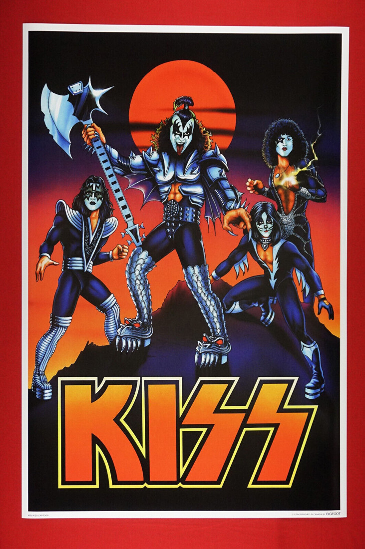 Kiss Band Gene Simmons Ace Paul Stanley Peter Criss Cartoon Poster