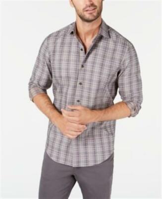 Tasso Elba Mens Stretch Plaid Dobby Plaid Shirt Twill 2XL XXL