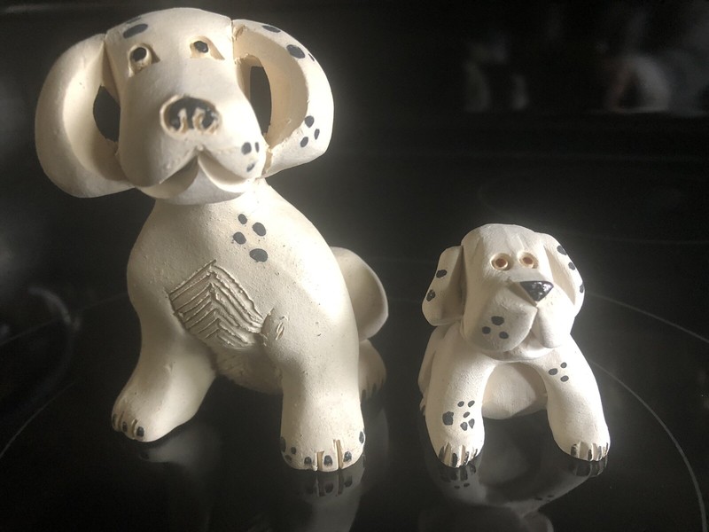 Artesania Riconada Puppy Dog mom n Pup Figurine Set ~ Vintage Retired