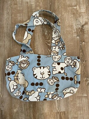 Baby Canvas Diaper Bag/tote blue baby animal print giraffe tiger zebra 