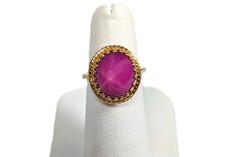 14K Gold, Synthetic Star Sapphire Ring, Size 4-1/2