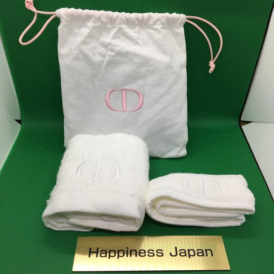 Christian Dior Bandeau Cheveux Serviette Cordon Sac Pochette Lot de 3 Logo Coton Japon