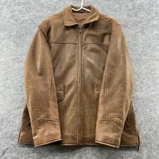 Vtg Rouge Jacket Womens L Brown Full Zip Lined Leather Coat By Reilly Olmes 90s
