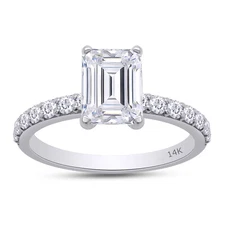 14K Solid White Gold  2.20 Ct Moissanite Wedding Ring