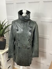 Oakwood Golden Label Leather Jacket Coat Chest 36in Medium In Dark Olive Green