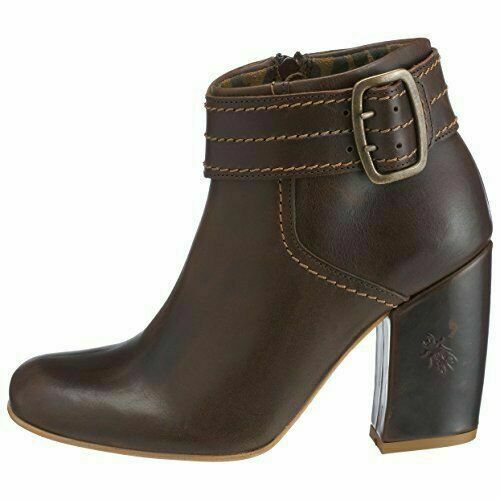 FLY LONDON ANYA DESIGNER BROWN PATENT LEATHER ANKLE BOOTS UK EUR
