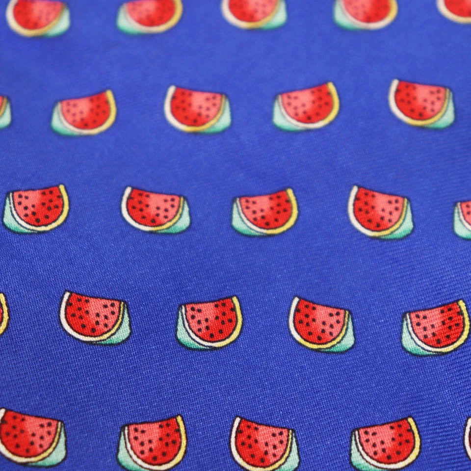 Lands End Tie Mens 60 in Silk Blue Red Watermelon Colorful Summer Wide - Image 2 of 4