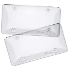 Zone Tech Clear Plate Covers 2Pcs W/Bubble Shield For US Plates Front Back Use