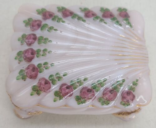 Cambridge Glass Crown Tuscan Seashell Pink Pattern Cigarette/Trinket Box - Picture 1 of 9