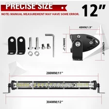 For UTV ATV Truck UTE Boat 10"20"30"50" Single Row LED Light Bar Spot Flood Beam