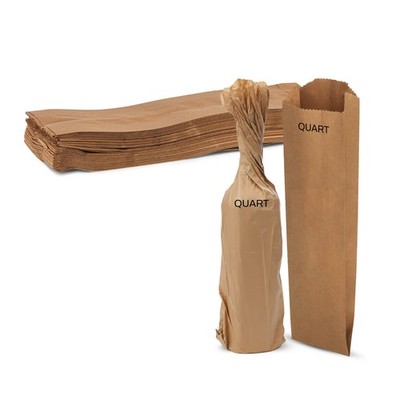 MT Products Quart Kraft Brown Paper Bags/Wine Bottles Gift Bags - Pack of 50