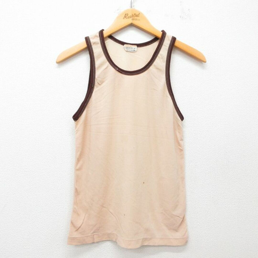 Canotta XL usata vintage uomo anni 70 girocollo tinta unita beige altra usata SSYR 0