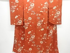 7692307: JAPANESE KIMONO / ANTIQUE KIMONO / SILK / MON KINSHA / KIKU