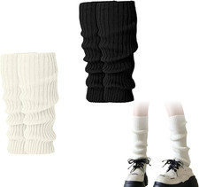 Leg Warmers for Women   2 Pairs 80S Retro Ribbed Knitted Long Socks, Soft Stretc