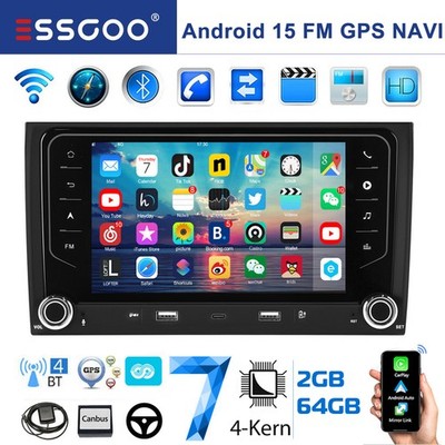 7'' Autoradio Android15 64GB GPS Navi Für AUDI A4 B6 B7 S4 RS4 SEAT Apple Carplay