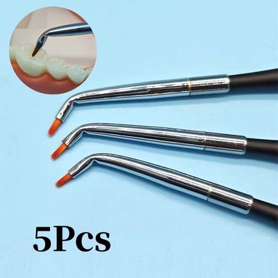 5Pcs Dental Curved Brush Bent Posterior Shape Pens Skyists Nylon Hair Brushes