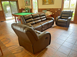 3 piece leather reclining lounge suite