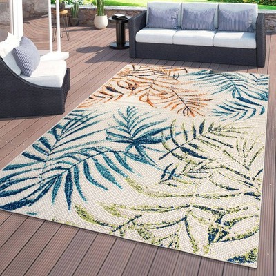 Rugshop Outdoor Rug Bahama Palm Frond Floral Indoor Outdoor Carpet Patio Rugs