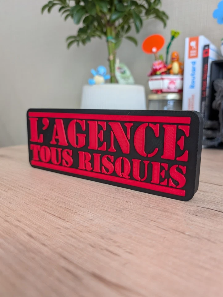 Logo L'Agence Tous Risques (The A Team) Enseigne Déco Vintage 3D - 19x6.5cm - Photo 3/4