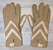 Vintage ISOTONER Aris Women's Tan Gloves One Size Nylon Spandex Faux Leather