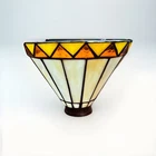 VINTAGE TIFFANY STYLE STAINED GLASS SLAG LEADED LAMP SHADE 7 3/8"W X 5.5"H