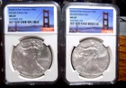 AMERICAN SILVER EAGLES LOT OF 2 NGC MS 69 2012 S MINTS 2 TROY OZ