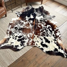 Alfombra de cuero de vaca marrón blanco genuino alfombra de cuero de vaca brasileño real