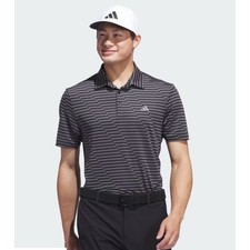 Adidas Men's Golf Polo Shirt Ultimate365 Mesh Gray Black Stripe Performance M
