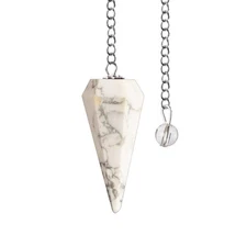 White Howlite Pendulum Crystal Stone, Faceted Pendulum Divination Tools, Dowsing
